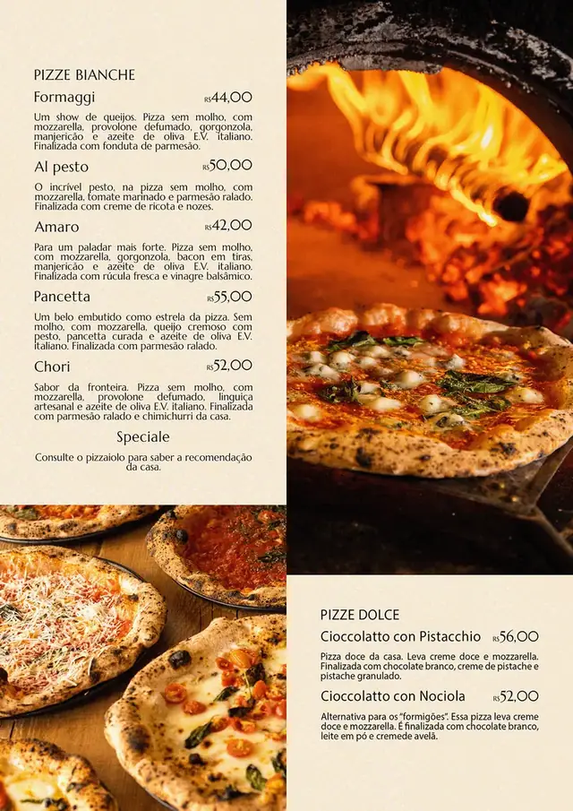 Aviatore · cardápio