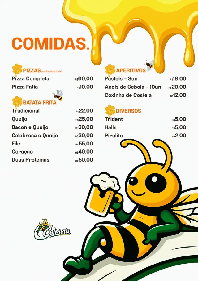 Colmeia · cardápio de comidas
